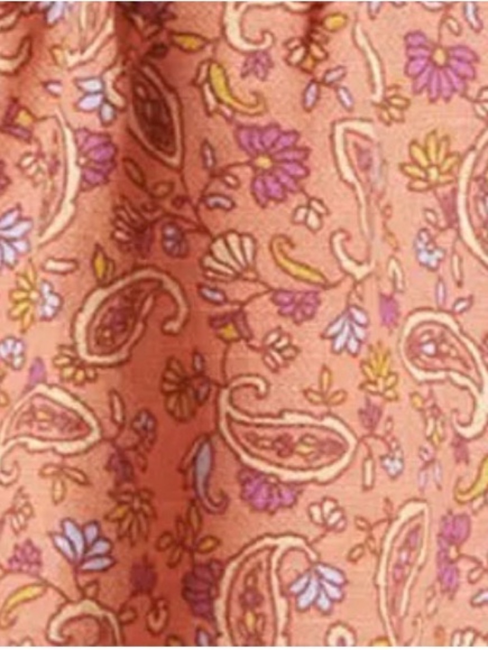 Lucky Brand Rust Paisley Button-Front Cap Sleeve Blouse with Lace Trim - Picture 3 of 11